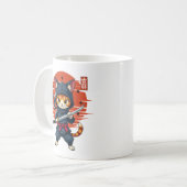 Mug Chat Japonais Kawaii Ninja, Chat Ninja Avec Épée (Devant gauche)