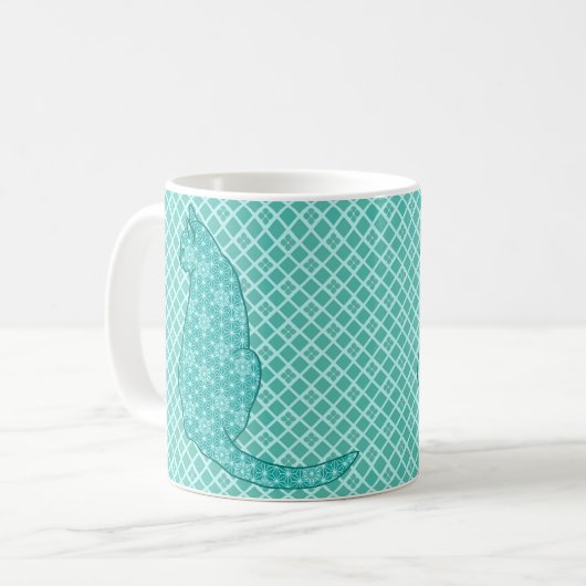 Mug Chat japonais - Kimono turquoise (Devant gauche)