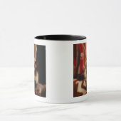 Mug Chat jetant un coup d'oeil par l'édredon (Centre)