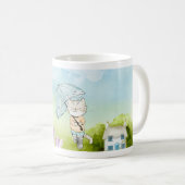 Mug Chat jouant avec papillon et parapluie dans la nat (Devant droit)