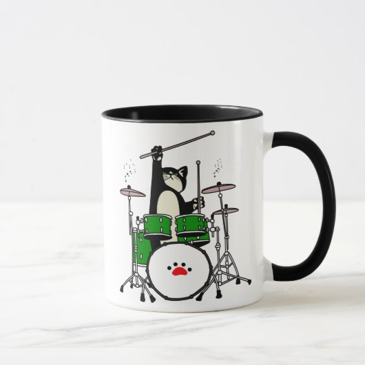 Mug Chat Jouer Cadeau Musical, Chat Jouer Du Tambour (Droite)