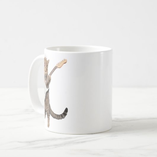 Mug Chat Jouer Guitare Chemise Enfants Hommes Femmes R (Devant gauche)