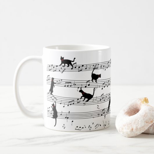 Mug Chat Jouer Note Musique, Chat Musique, Cadeau Chat (Avec donut)