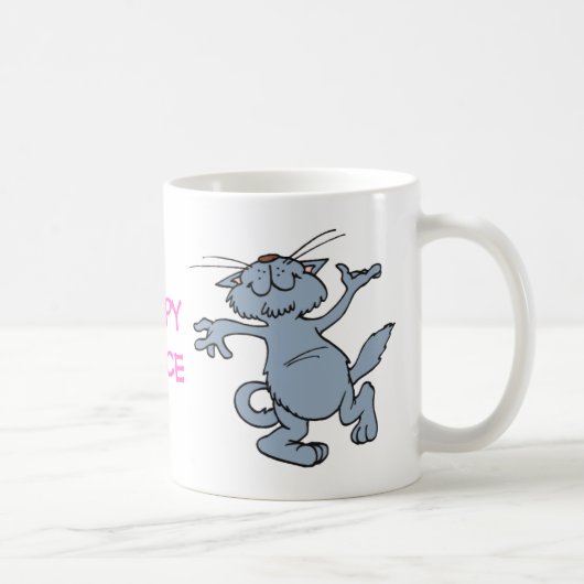 Mug Chat joyeux drôle de danse de danse heureuse (Droite)