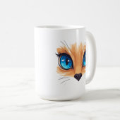 Mug Chat Kawaii Gros Yeux Bleus Illustra d'Animal Mign (Devant droit)