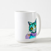 Mug Chat Kitty Bleu Mignon Personnalisé (Devant droit)