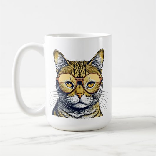 Mug Chat Kitty cool avec lunettes Personnalisé (Gauche)