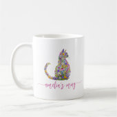 Mug Chat Kitty Floral Personnalisé (Gauche)