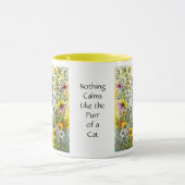 Mug Chat kitty gris et blanc assis en fleurs (Centre)