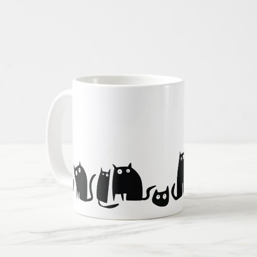 Mug Chat Kitty noir amusant (Devant gauche)