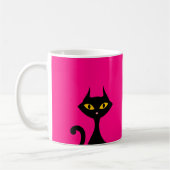 Mug Chat Kitty noir avec Arrière - plan rose (Gauche)