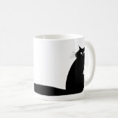 Mug Chat Kitty Noir avec l'oeil latéral long de la que (Devant droit)