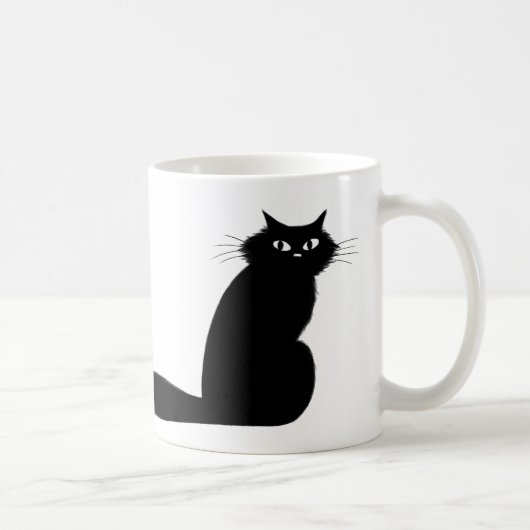 Mug Chat Kitty Noir avec l'oeil latéral long de la que (Droite)