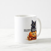 Mug Chat Kitty noir | Bonne Halloween (Devant droit)
