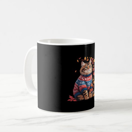 Mug Chat Leaf Automne Bonjour Automne Funny Chat Kitte (Devant gauche)