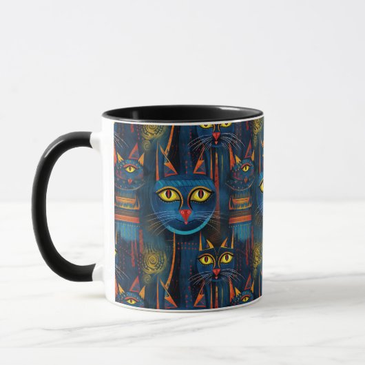 Mug Chat Love Art géométrique gothique (Gauche)