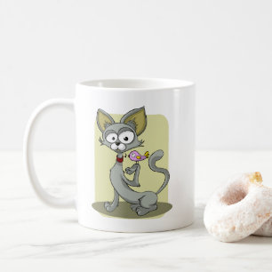 Mug Chat maigre et oiseau rose