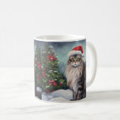 Mug Chat Maine Coon à Noël de neige (Devant droit)