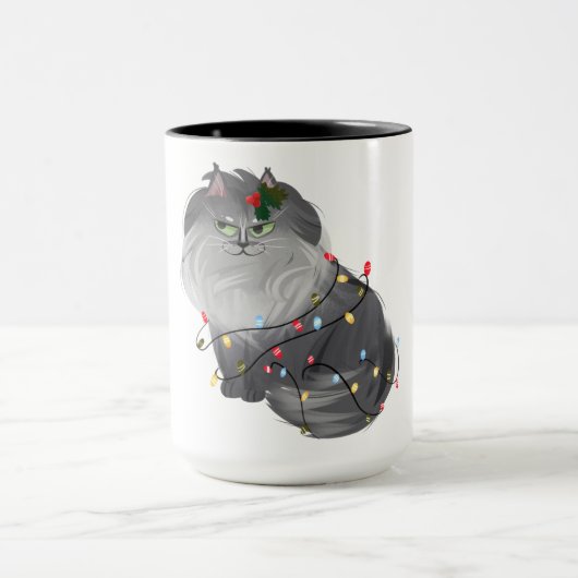 Mug Chat Maine Coon avec décorations de Noël (Centre)