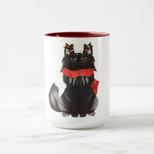 Mug Chat Maine Coon avec décorations de Noël
