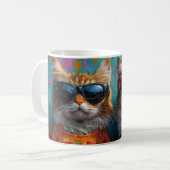 Mug Chat Maine Coon avec Roses de Saint-Valentin Cœurs (Devant gauche)
