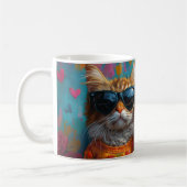 Mug Chat Maine Coon avec Roses de Saint-Valentin Cœurs (Gauche)