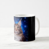 Mug Chat Maine Coon Fond Bleu Étoiles (Devant droit)