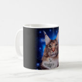 Mug Chat Maine Coon Fond Bleu Étoiles (Devant gauche)