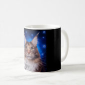 Mug Chat Maine Coon Fond Bleu Étoiles (Devant droit)