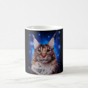 Mug Chat Maine Coon Fond Bleu Étoiles