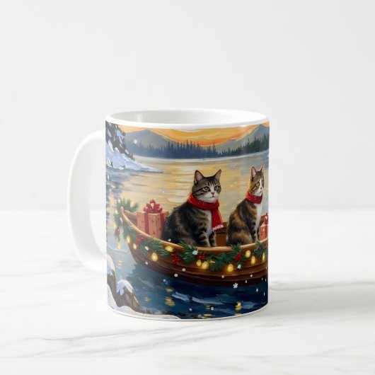 Mug Chat Maine Coon Noël Bateau Fêtes (Devant gauche)