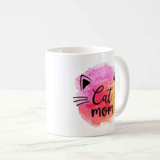 Mug Chat maman chat visage coloré moderne (Devant droit)