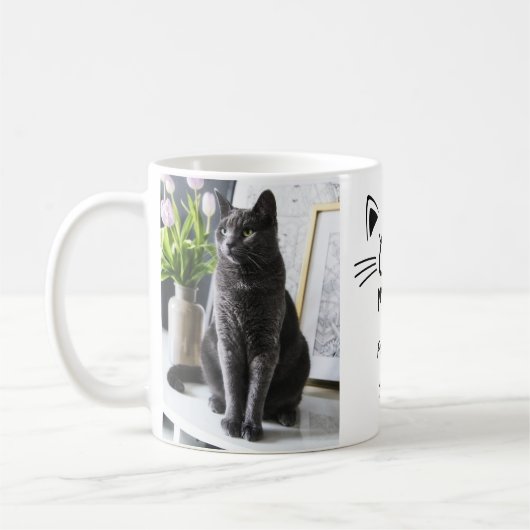 Mug Chat maman chat visage personnalisé 2 photos noms  (Gauche)