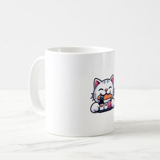 Mug Chat mangeant des sushis (Devant gauche)