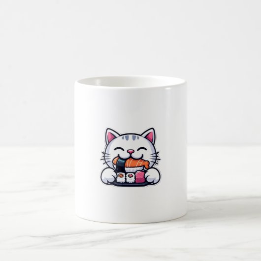 Mug Chat mangeant des sushis (Centre)