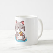 Mug Chat Manger Une Pizza (Devant droit)