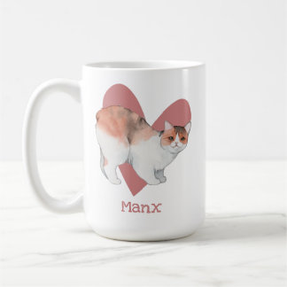 Mug Chat Manx Aquarelle Kitty Coeur rose