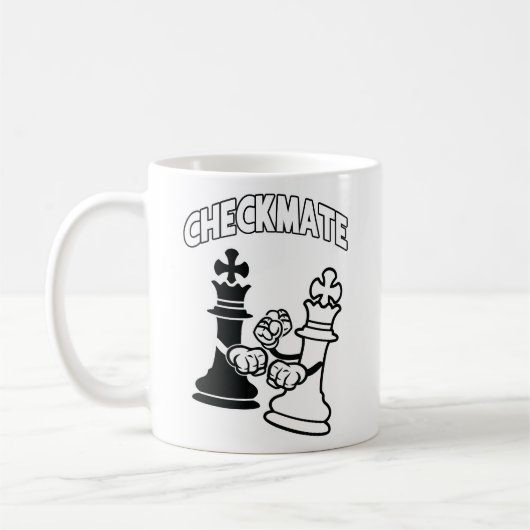 Mug Chat-maté Tournoi d'échecs Art noir et blanc (Gauche)