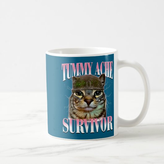 Mug Chat Mème Survivant Mal De Ventre Drôle De Dicton  (Droite)