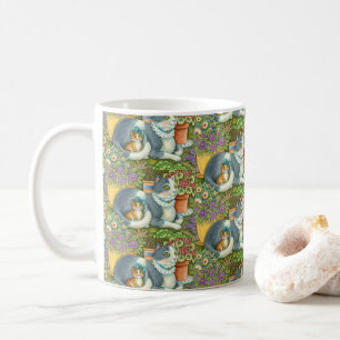 MUG CHAT MÈRE ET CUISINE, FLEURS POTÉES, BOWS & LACE