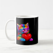 Mug Chat Mignon Arc-en-ciel Câlinant la Saint-Valentin (Gauche)