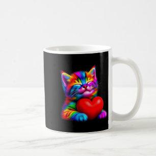 Mug Chat Mignon Arc-en-ciel Câlinant la Saint-Valentin