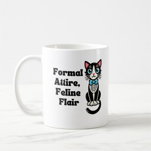 Mug Chat mignon "Attire Formel, Flair Félin" (Gauche)