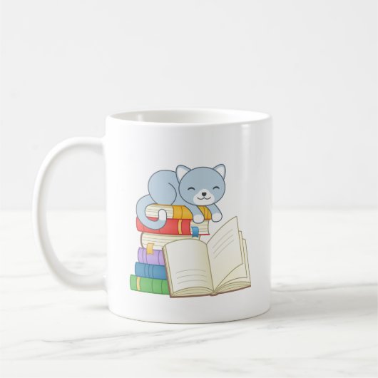 Mug Chat mignon au-dessus d'une citation de lecture de (Gauche)