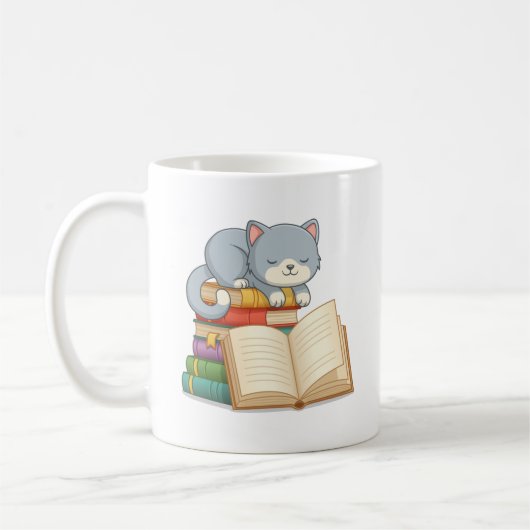 Mug Chat mignon au-dessus d'une citation de lecture de (Gauche)