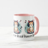 Mug Chat mignon avec casque Kawaii Music Lover Art (Devant droit)