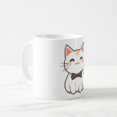 Mug Chat Mignon avec Nœud Papillon Design Kawaii (Devant gauche)