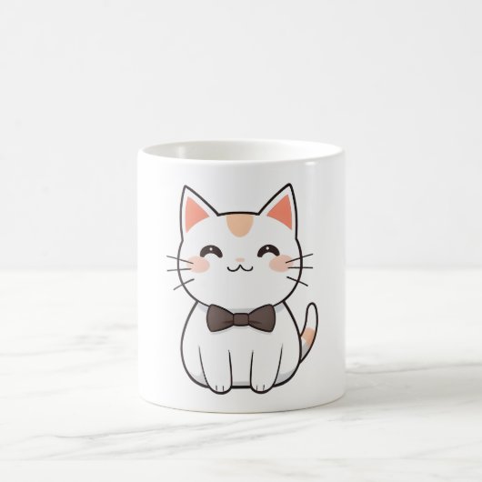 Mug Chat Mignon avec Nœud Papillon Design Kawaii (Centre)