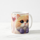 Mug Chat Mignon avec Ruban Violet (Devant droit)