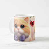 Mug Chat Mignon avec Ruban Violet (Devant gauche)